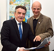 Stefan Zimkeit, Landtagsabgeordneter für Oberhausen-Sterkrade und Dinslaken, mit NRW-Bau- und Verkehrsminister Michael Groschek