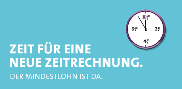 Banner "100 Tage Mindestlohn"